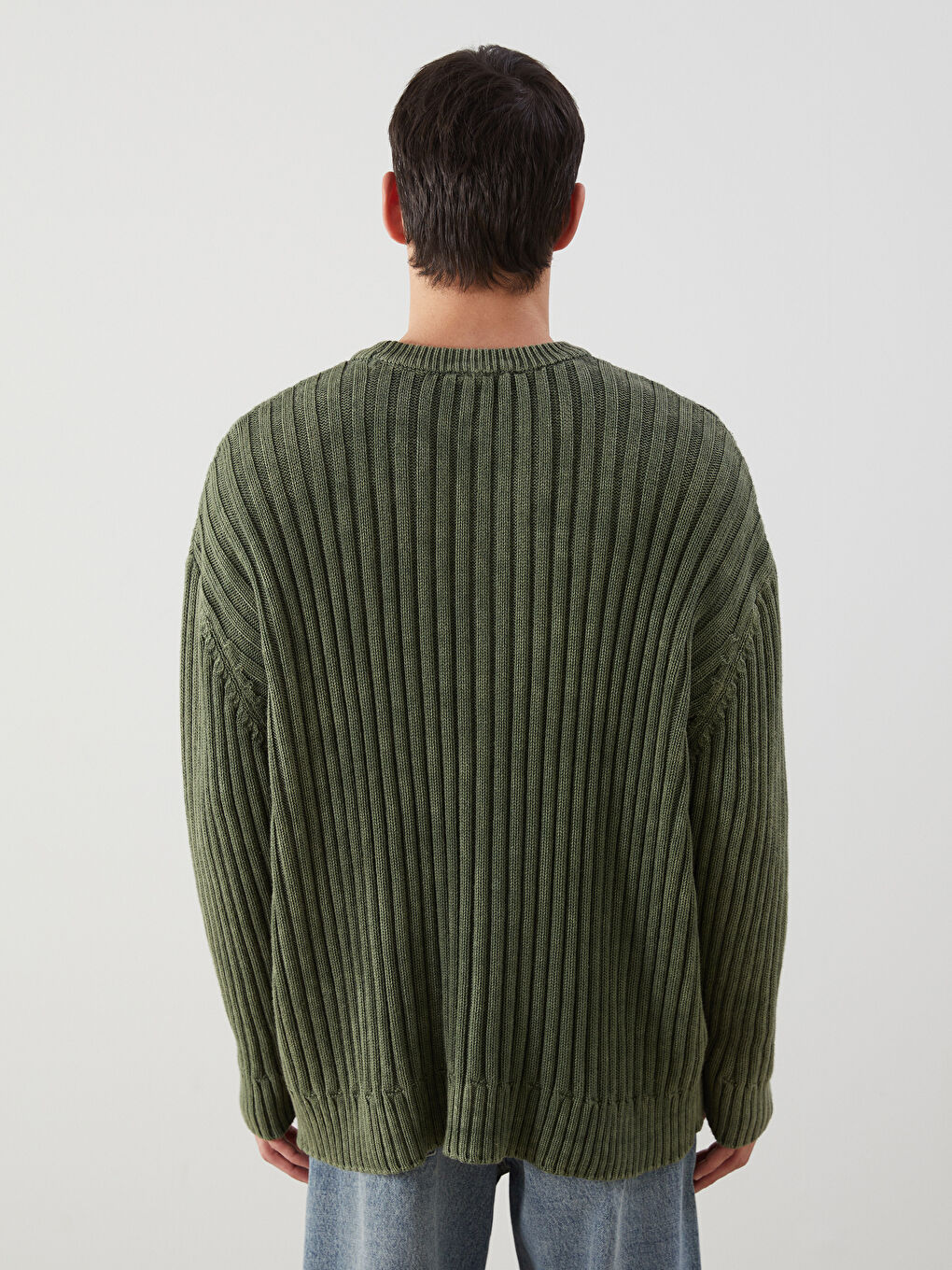 Haki Bisiklet Yaka Erkek Triko Kazak-3