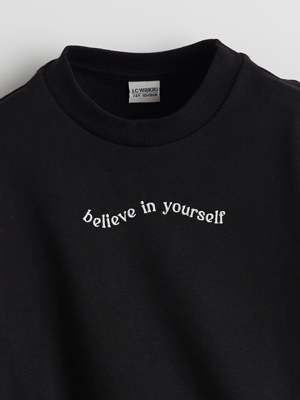 Siyah Bisiklet Yaka Kız Çocuk Sweatshirt-2