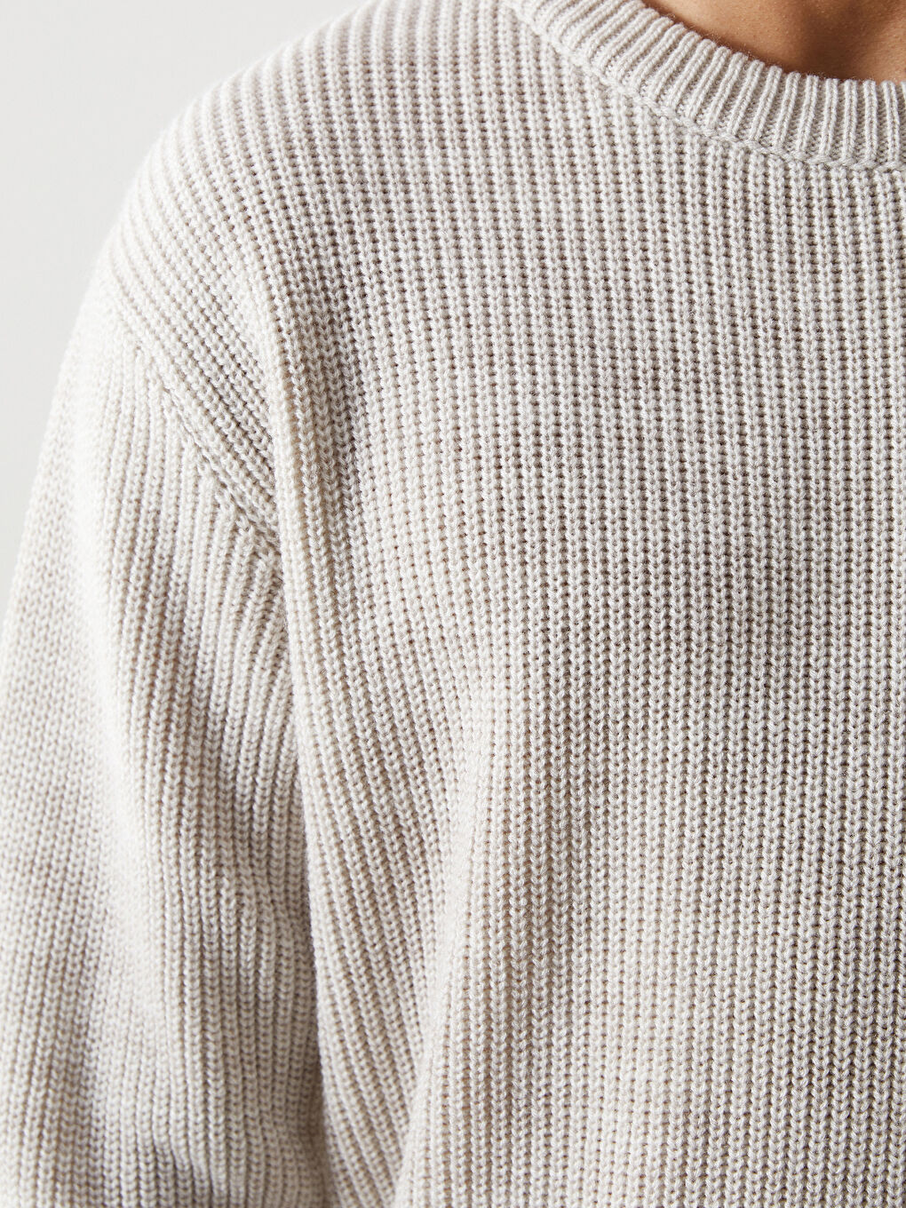 Crew Neck Long Sleeve Men's Tricot Sweater -W4M639Z8-D4N