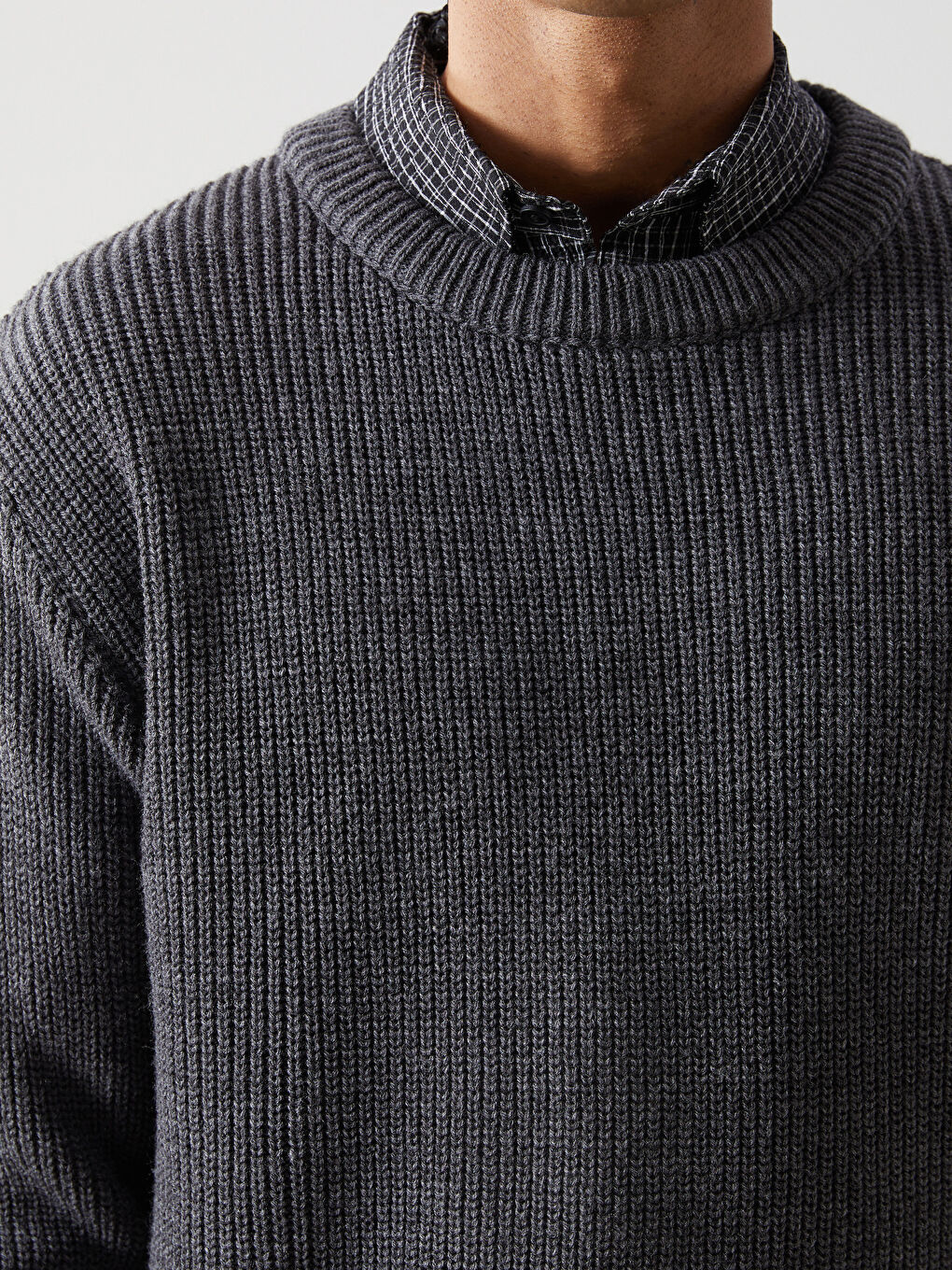 Crew Neck Long Sleeve Men's Tricot Sweater -W4M639Z8-HZX