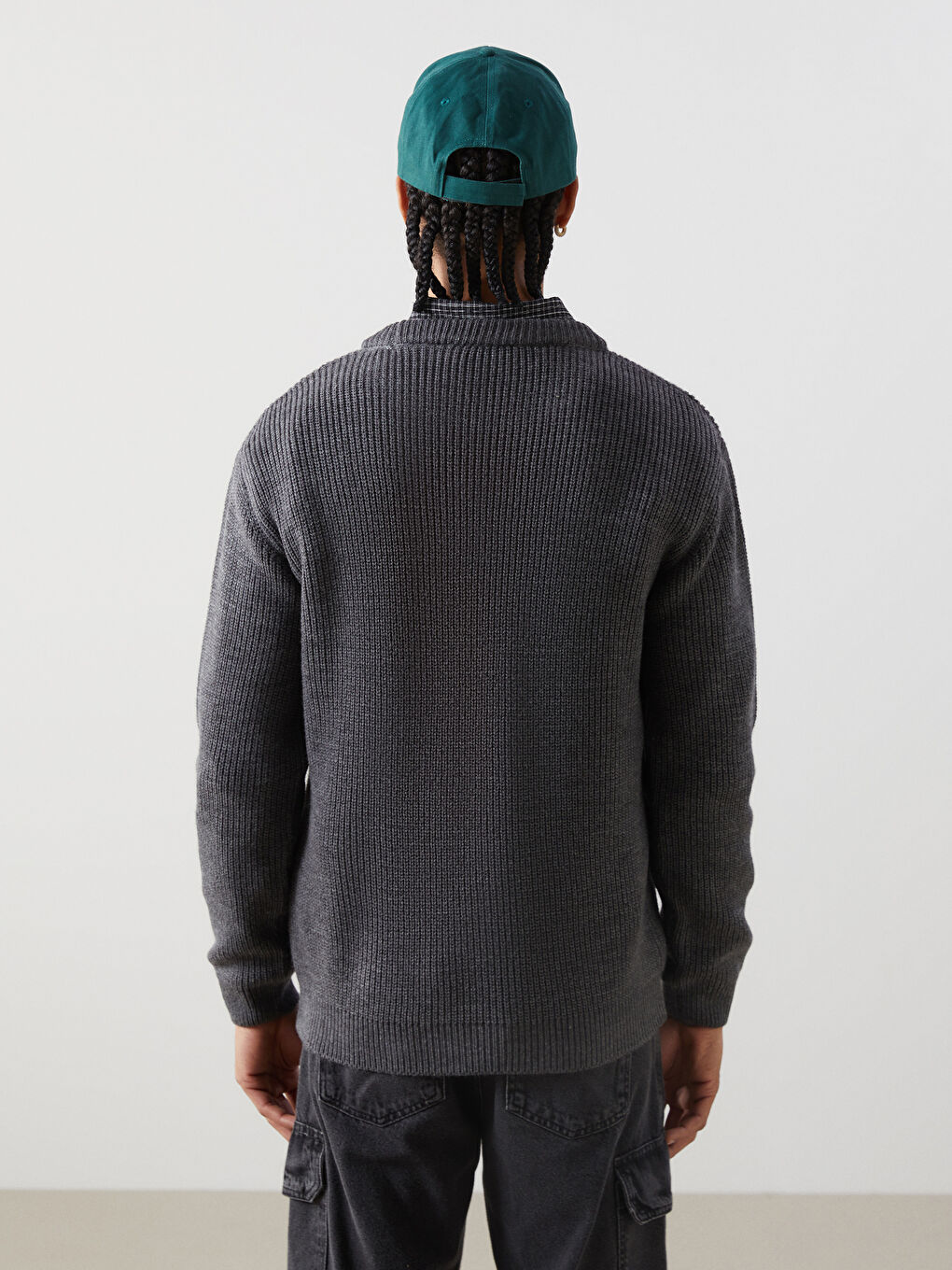 Crew Neck Long Sleeve Men's Tricot Sweater -W4M639Z8-HZX