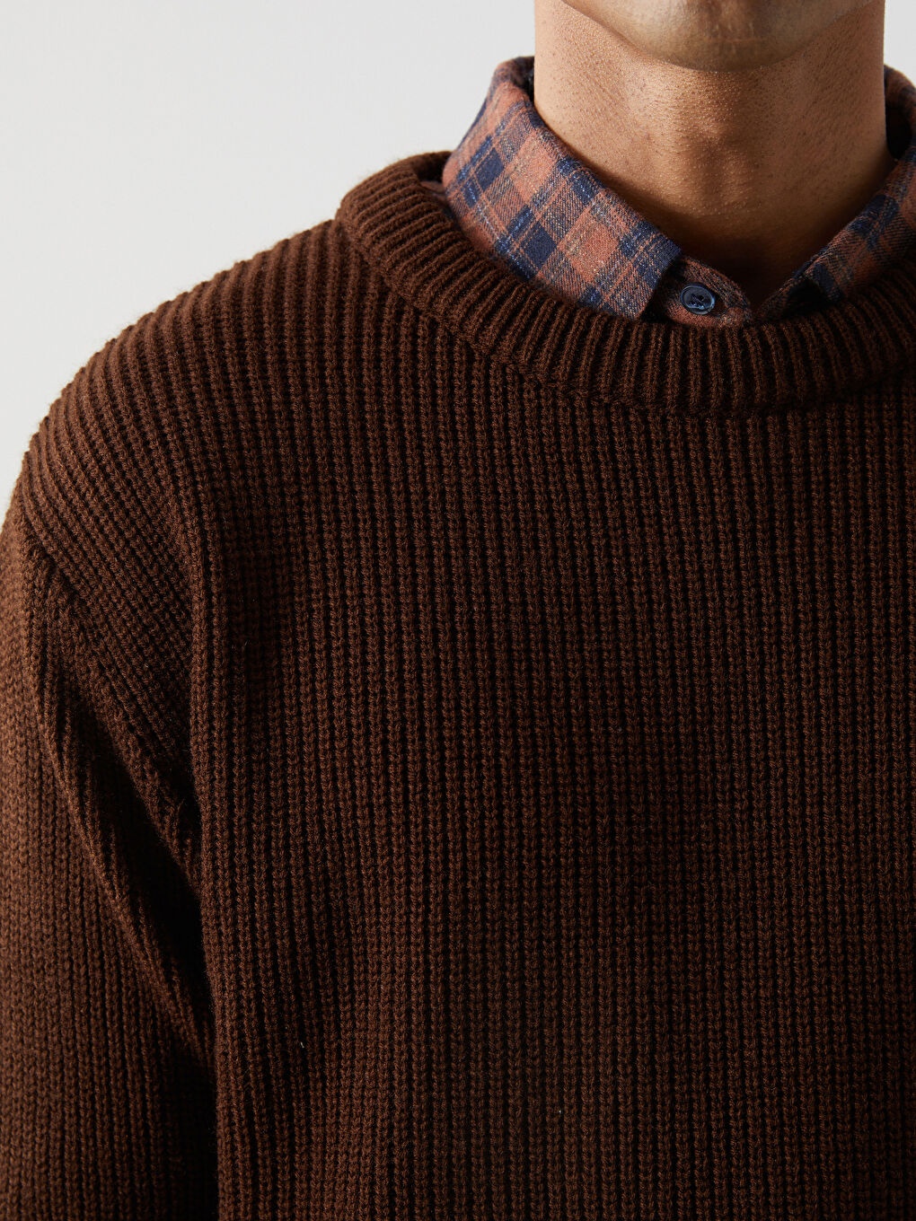 Crew Neck Long Sleeve Men's Tricot Sweater -W4M639Z8-J0V
