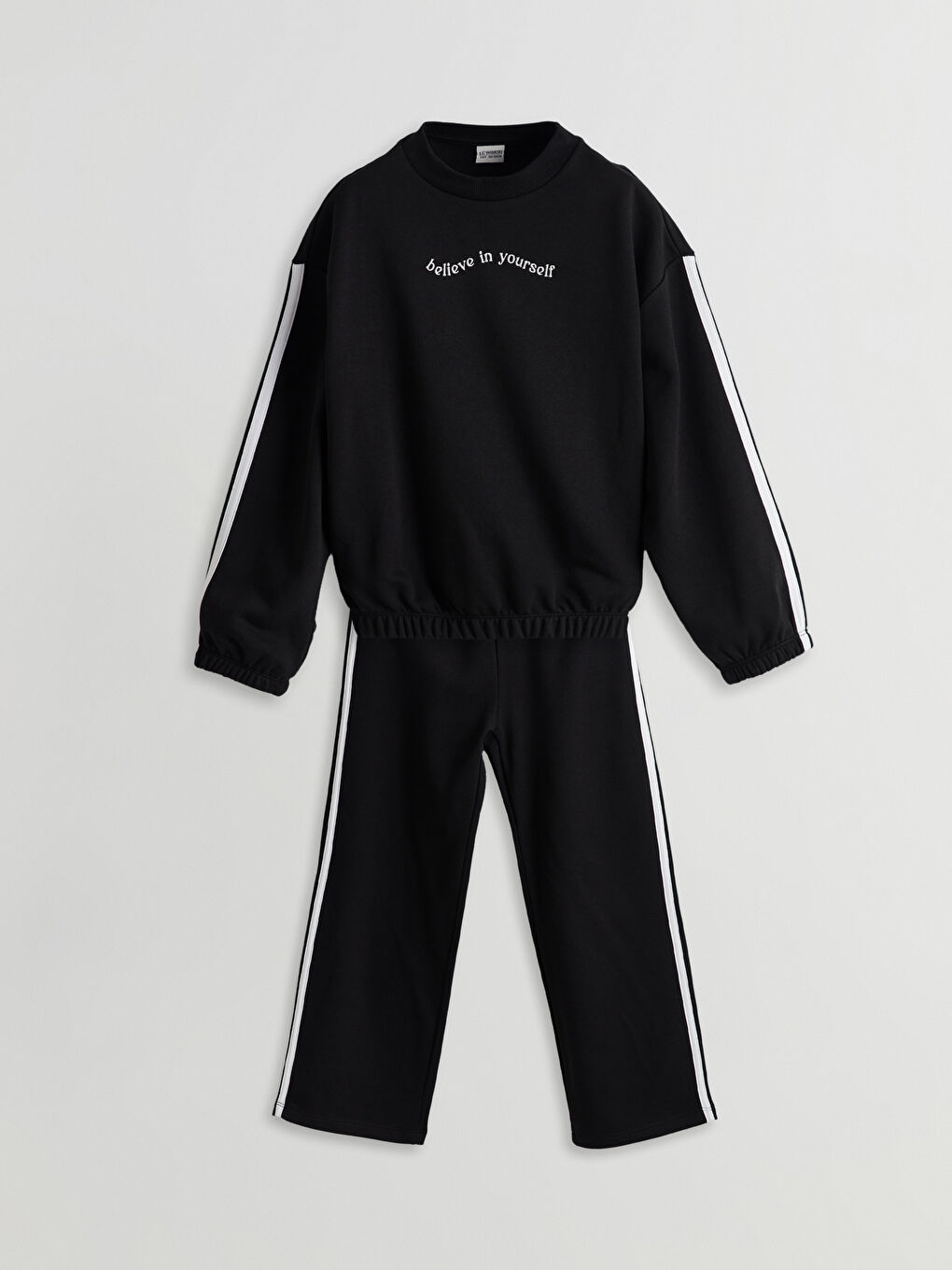 Siyah Bisiklet Yaka Kız Çocuk Eşofman Takım