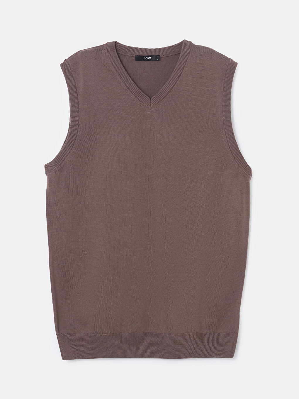 Kahverengi Standart Kalıp V Yaka Erkek Triko Süveter-4