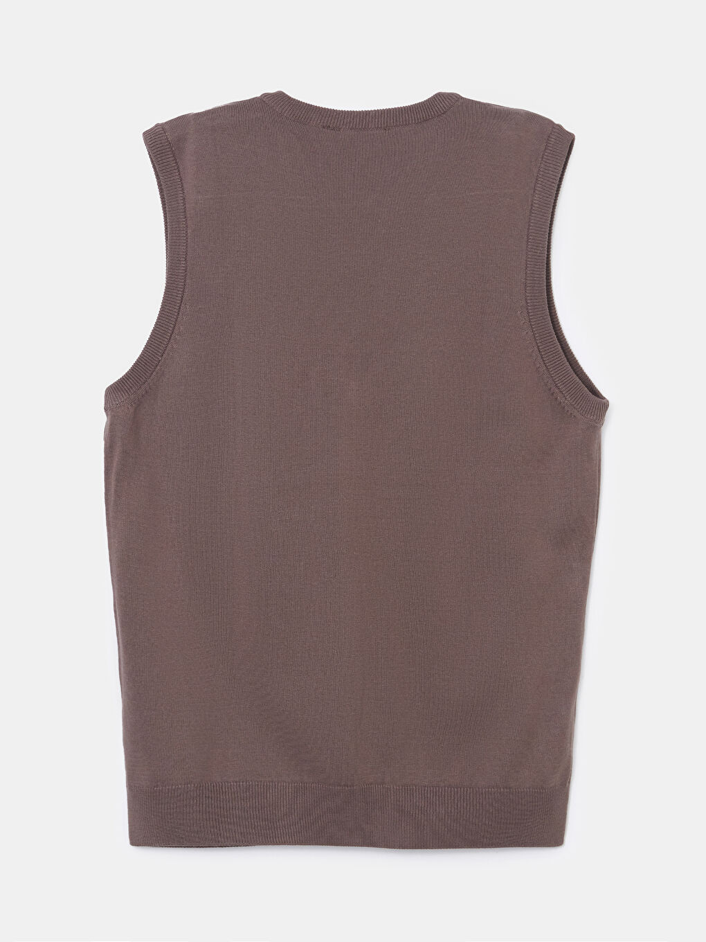 Kahverengi Standart Kalıp V Yaka Erkek Triko Süveter-5