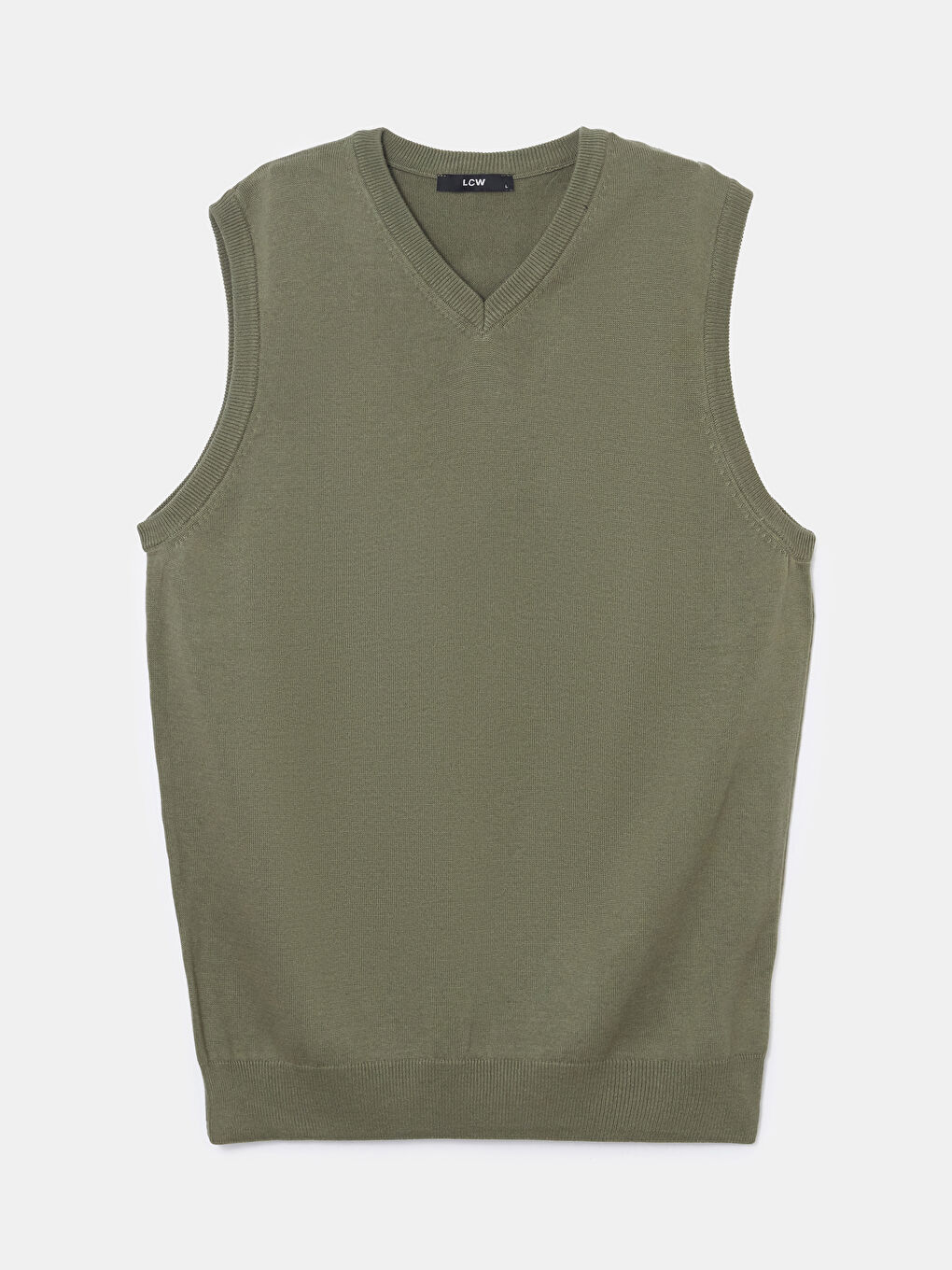 Yeşil Standart Kalıp V Yaka Erkek Triko Süveter-4