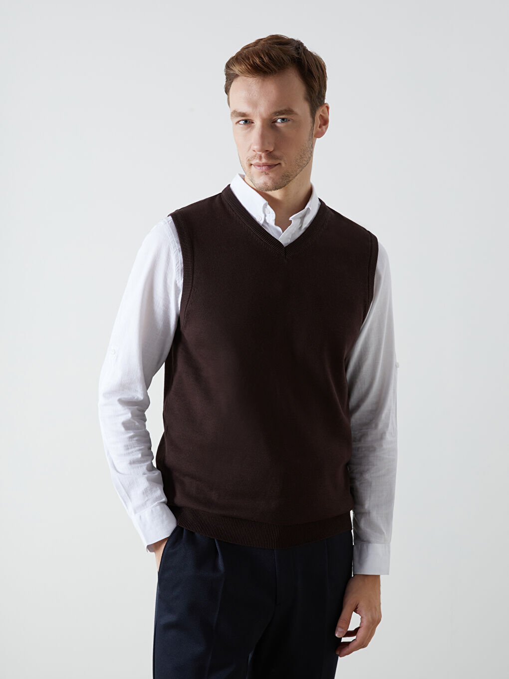 Standard Fit V Neck Men's Knitwear Sweater Vest