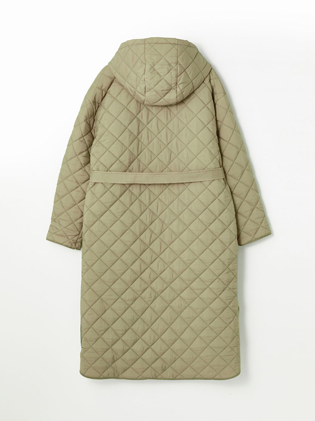 Yeşil Kapüşonlu Kapitone Oversize Kadın Şişme Mont-10