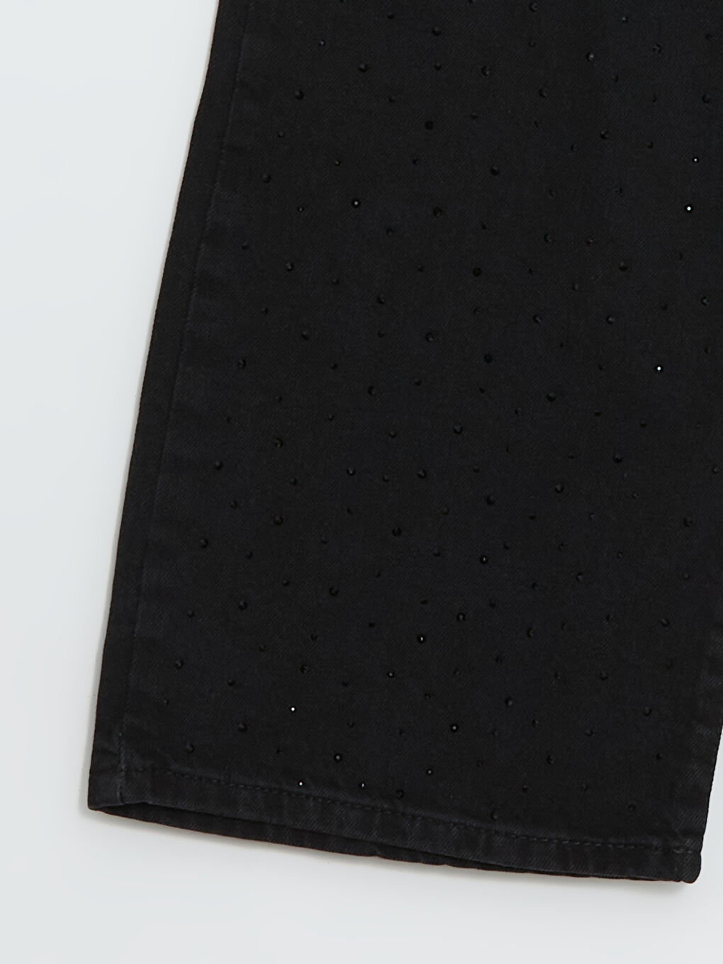 Siyah Wideleg Taşlı Kız Çocuk Jean Pantolon-1