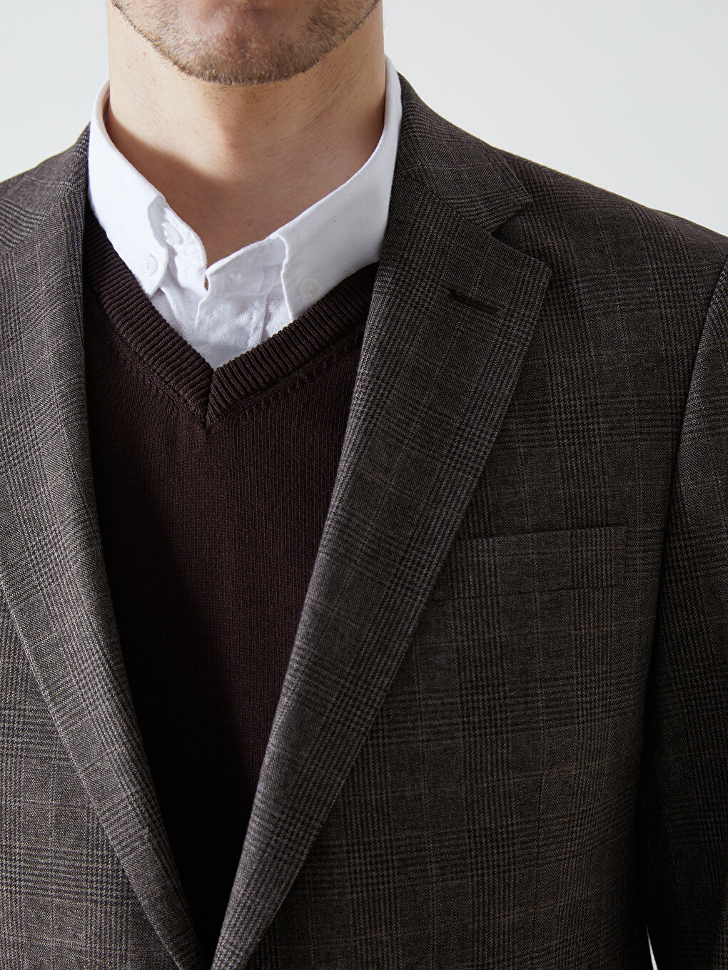 Kahverengi Standart Kalıp Erkek Blazer Ceket-2