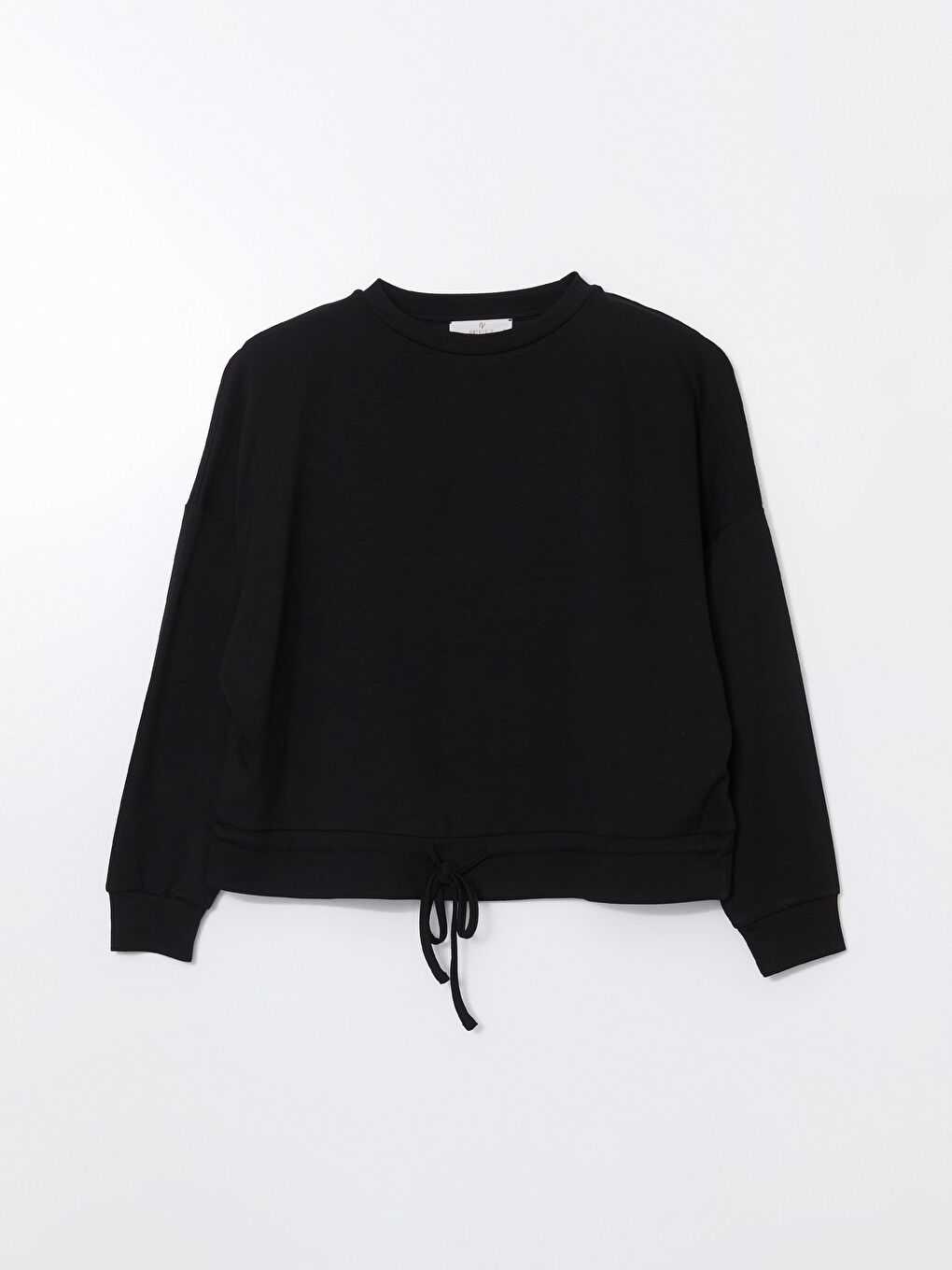 Siyah Bisiklet Yaka Kadın Sweatshirt-4