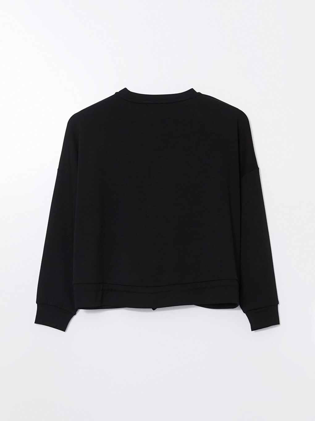 Siyah Bisiklet Yaka Kadın Sweatshirt-5