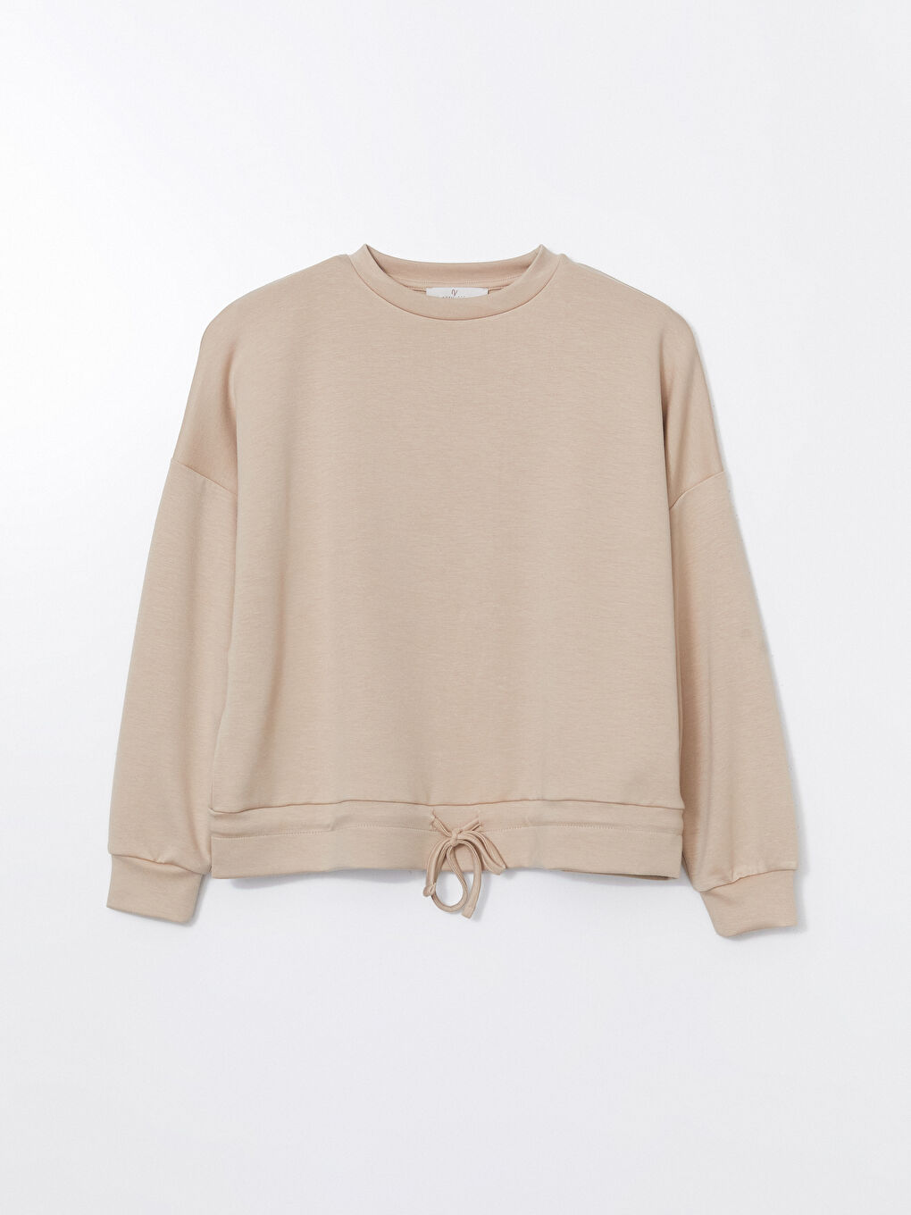 Ekru Bisiklet Yaka Kadın Sweatshirt-4