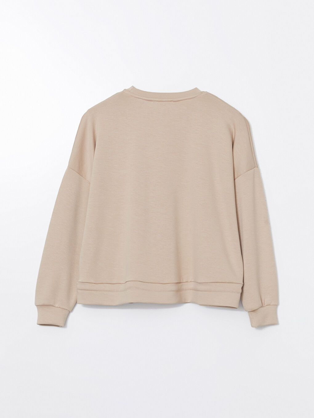 Ekru Bisiklet Yaka Kadın Sweatshirt-5