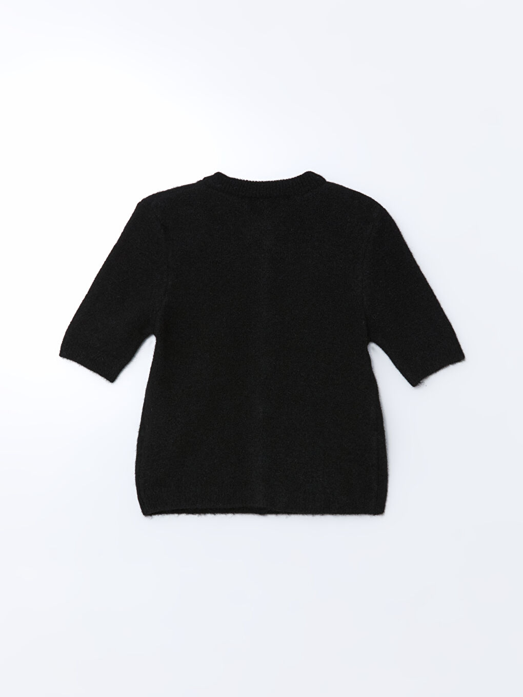 Siyah Bisiklet Yaka Pelüş Kadın Triko Hırka-5