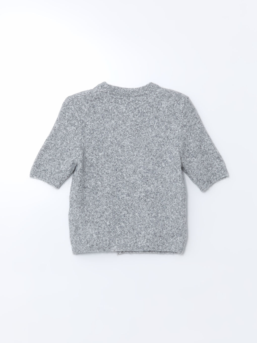 Gri Bisiklet Yaka Pelüş Kadın Triko Hırka-5