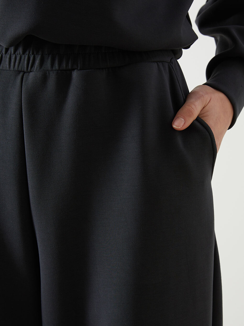 Antrasit Beli Lastikli Kadın Eşofman Altı-2