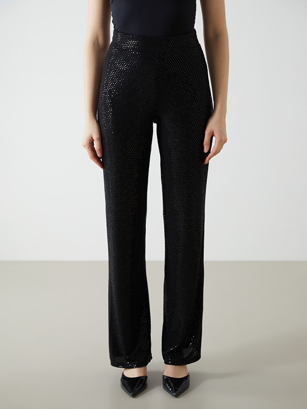 LCWAIKIKI Classic Zippered Waist Rhinestone Women's Trousers -W4M730Z8-CVL