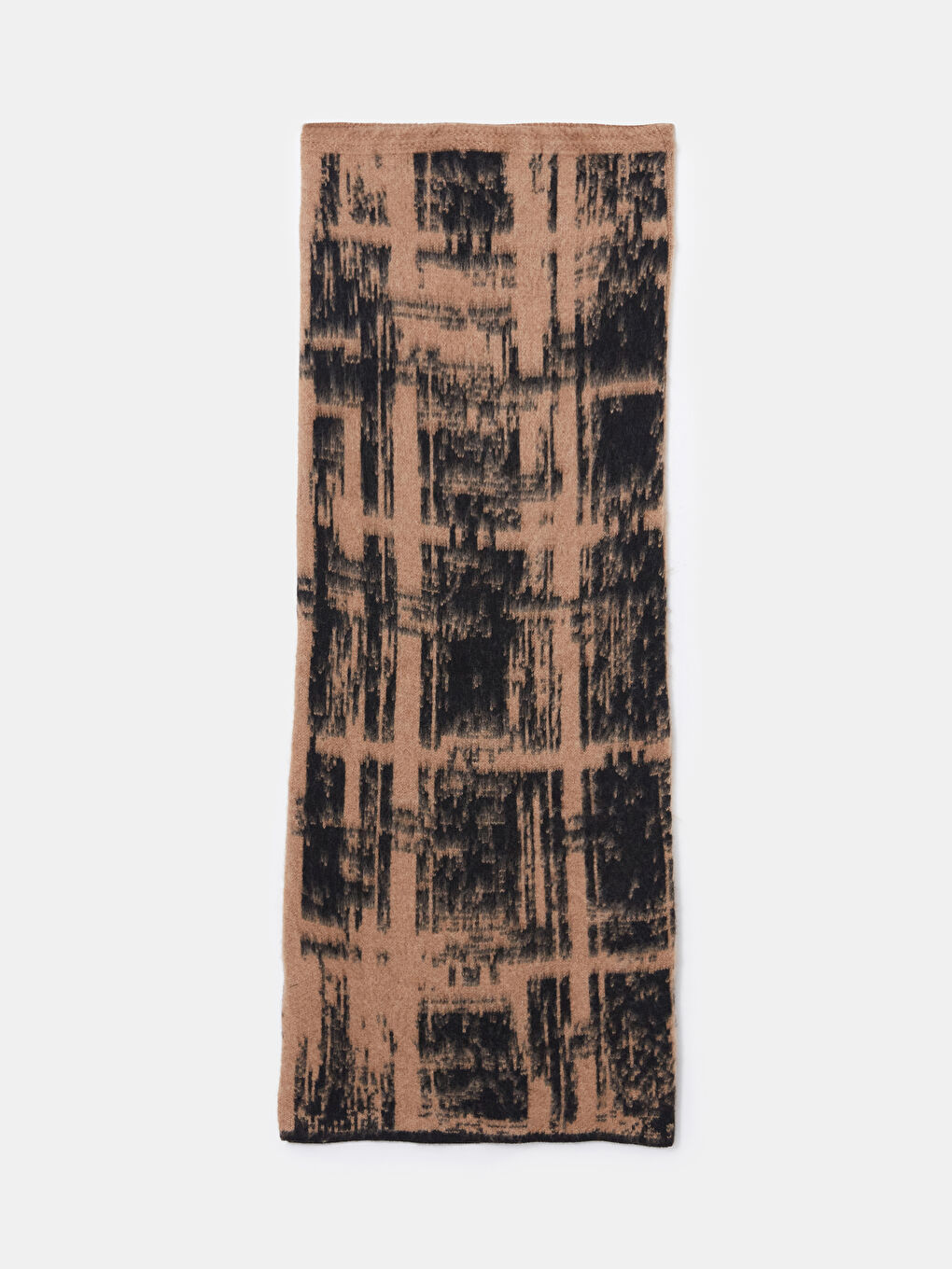 Kahverengi Beli Lastikli Desenli Kadın Triko Etek-4