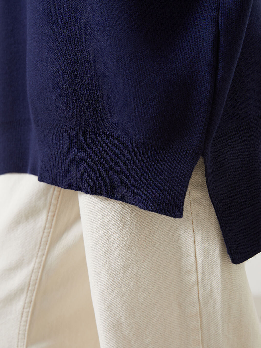 Lacivert Ayı Teddy Nakışlı Oversize Kadın Triko Tunik-2