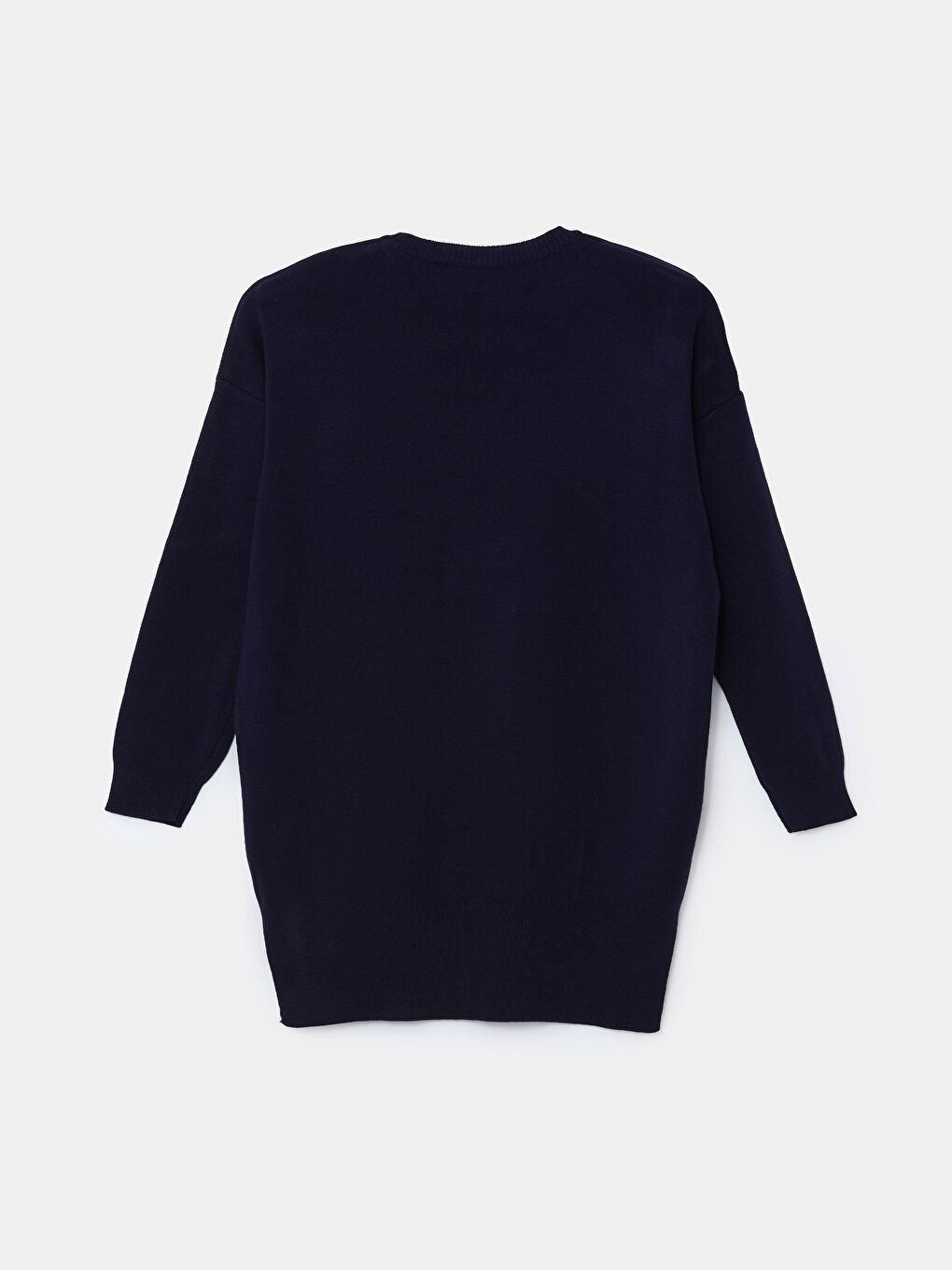 Lacivert Ayı Teddy Nakışlı Oversize Kadın Triko Tunik-5