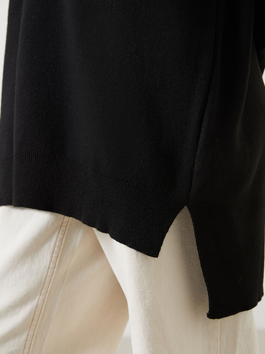 Siyah Ayı Teddy Nakışlı Oversize Kadın Triko Tunik-2