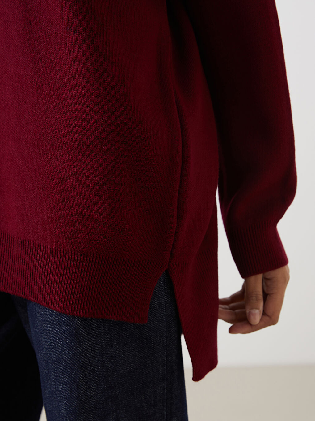 Bordo Ayı Teddy Nakışlı Oversize Kadın Triko Tunik-2