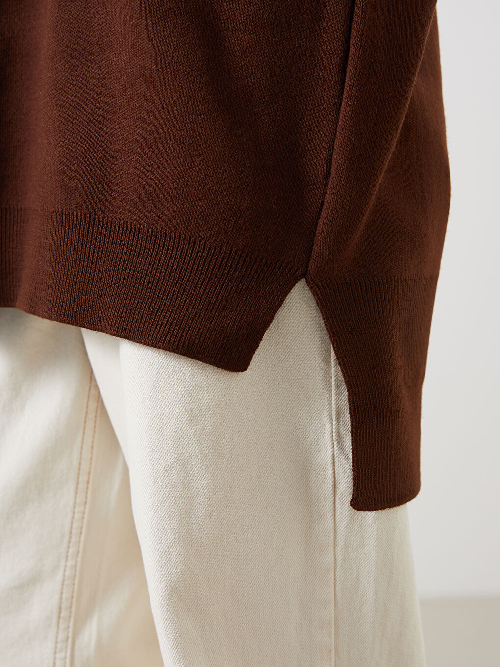 Kahverengi Ayı Teddy Nakışlı Oversize Kadın Triko Tunik-2