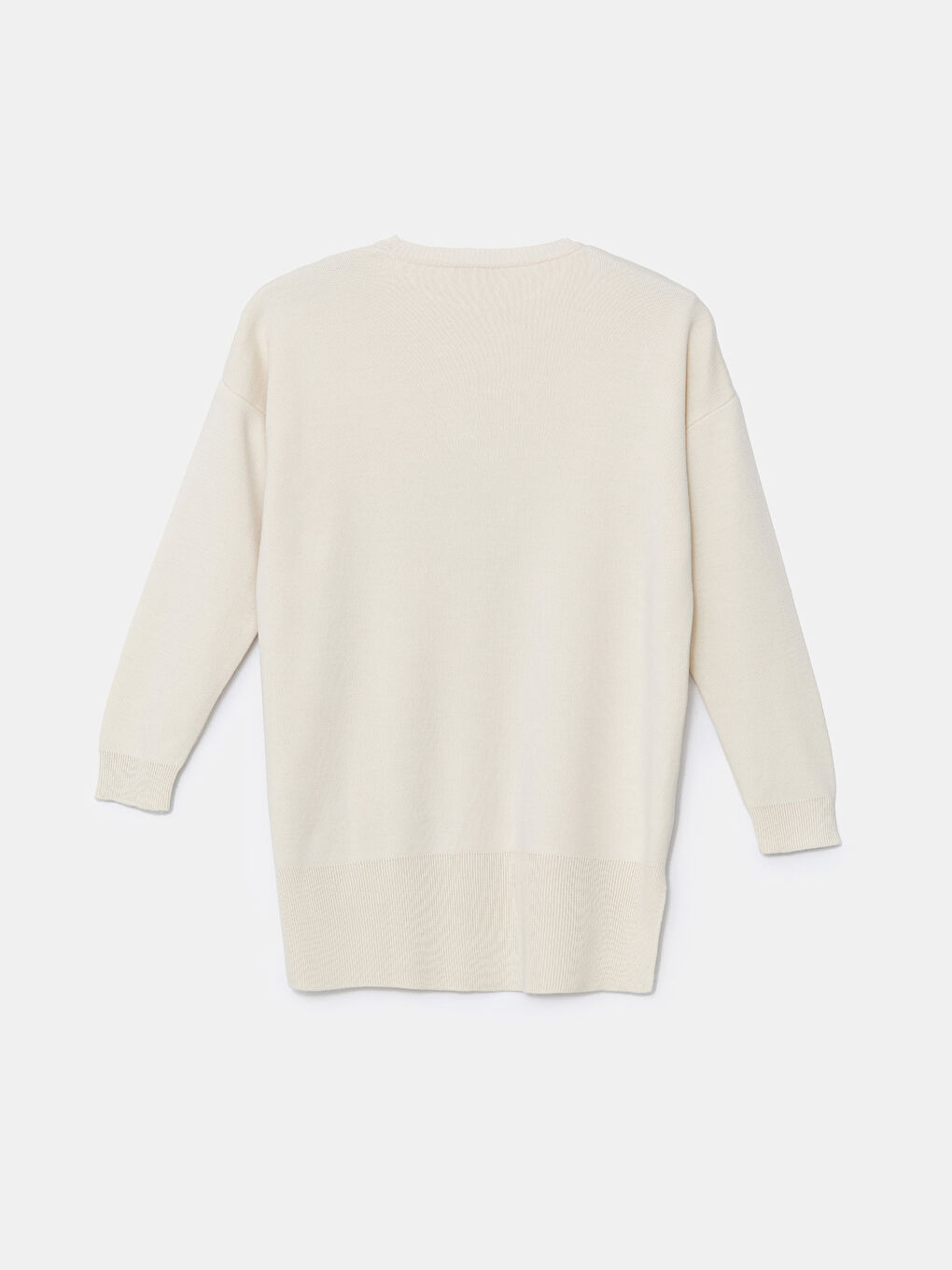 Ekru Ayı Teddy Nakışlı Oversize Kadın Triko Tunik-5