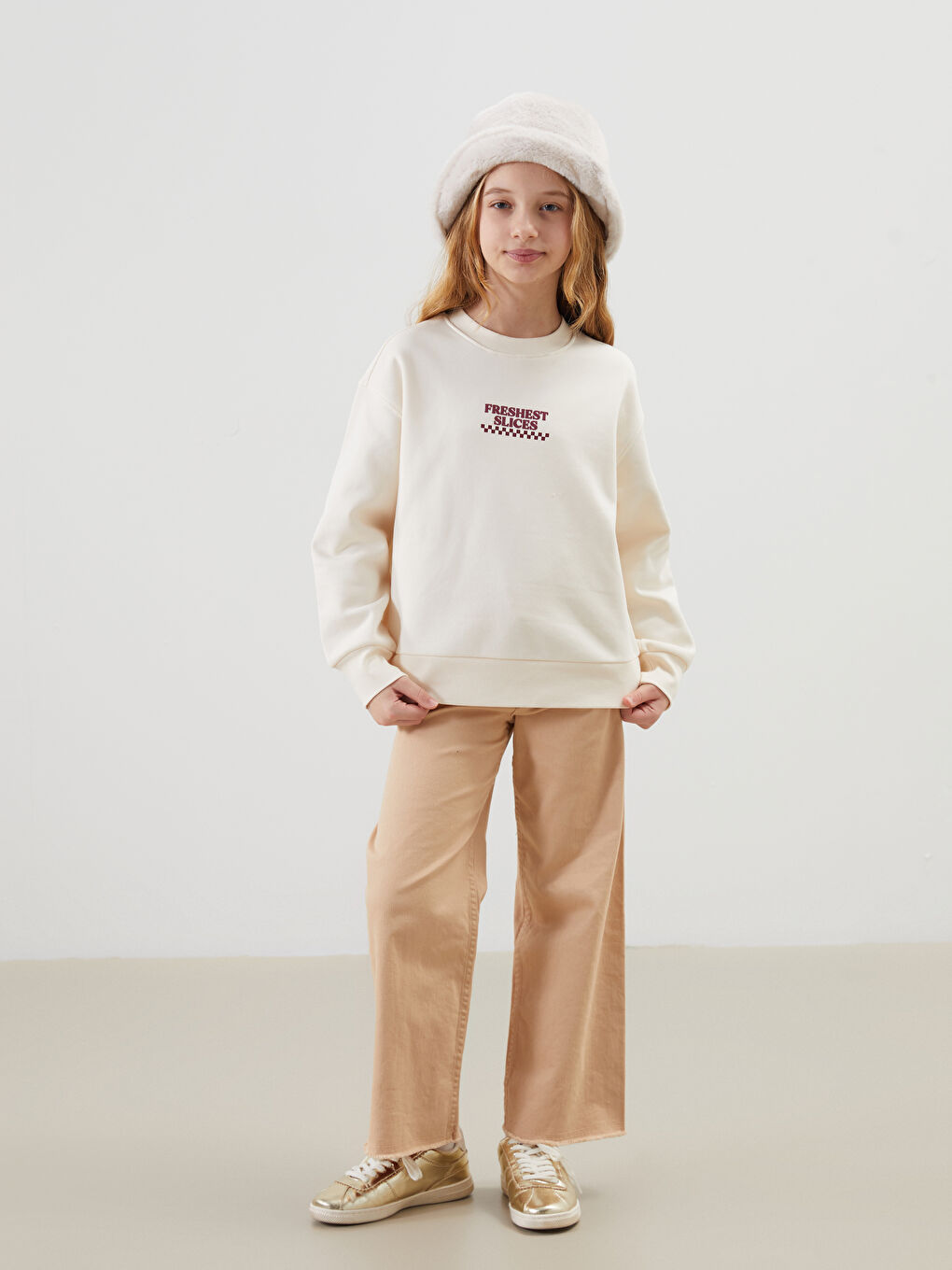 Crew Neck Girl's Thick Sweatshirt -W4M739Z4-FRC