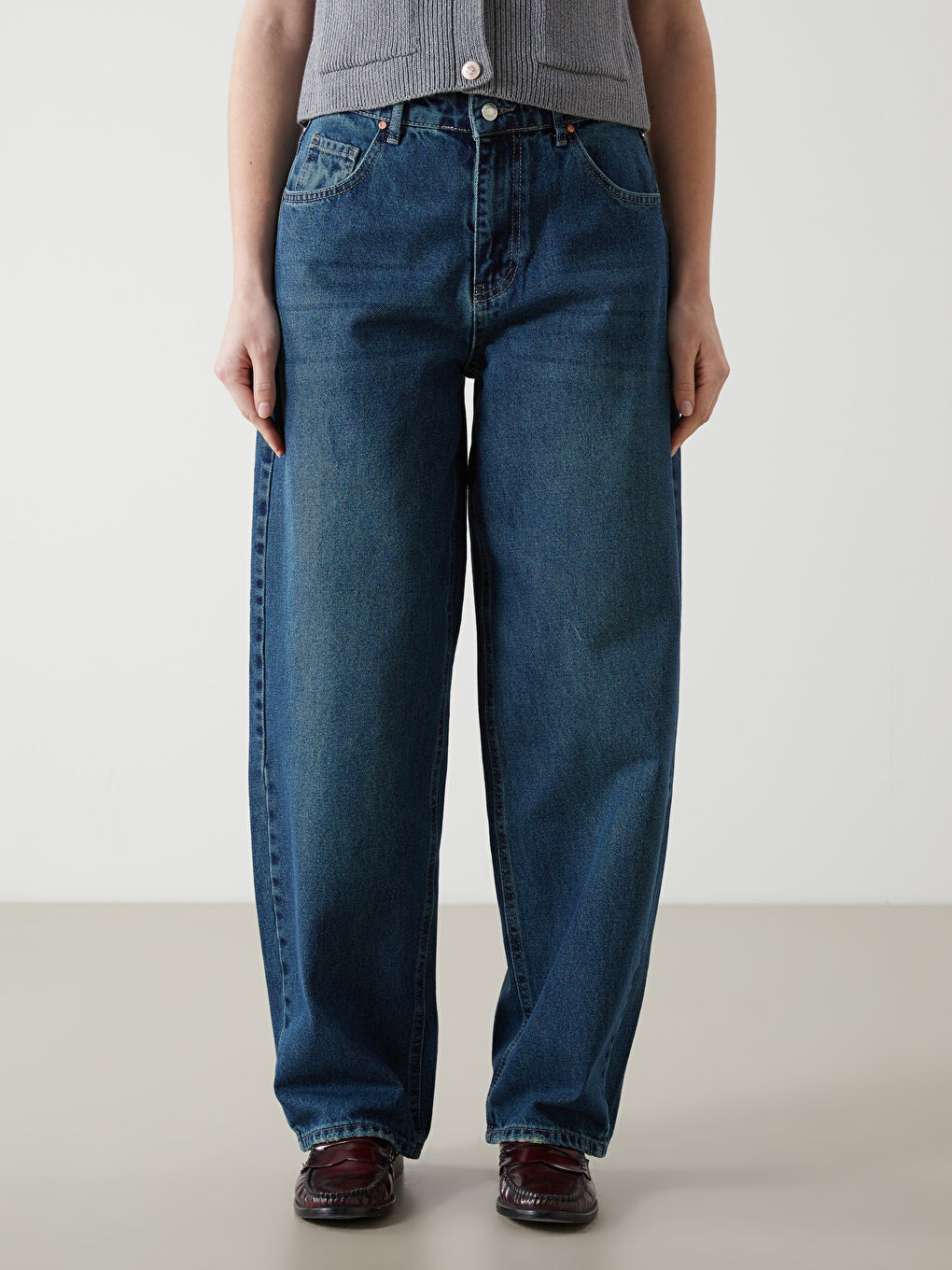XSIDE High Waist Baggy Fit Women's Jeans -W4M740Z8-HXY