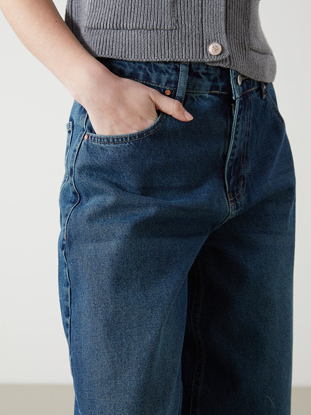 XSIDE High Waist Baggy Fit Women's Jeans -W4M740Z8-HXY