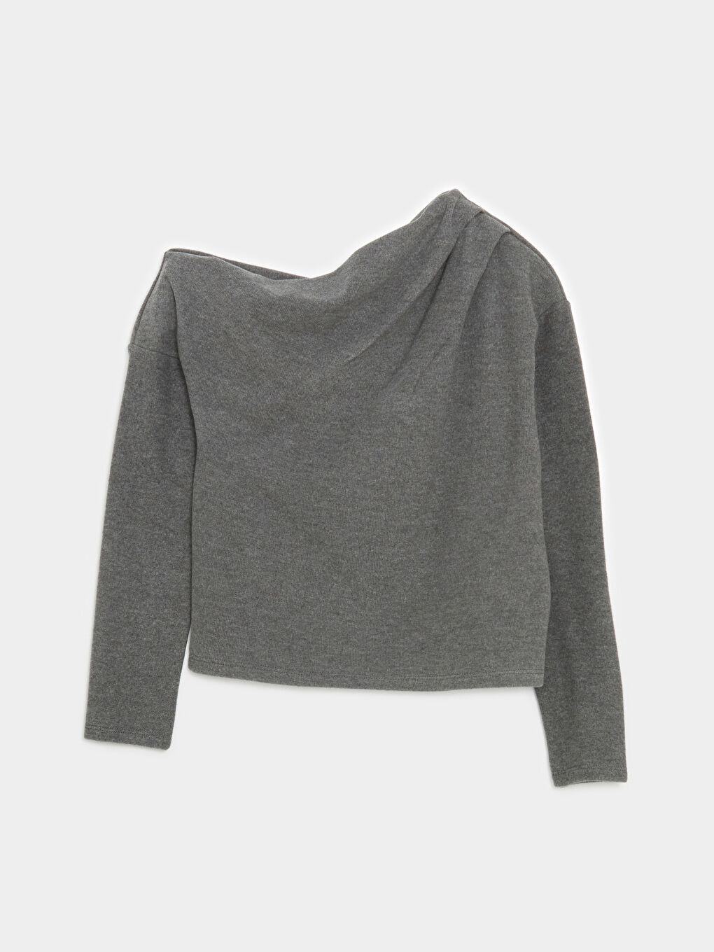 Gri Kayık Yaka Kadın Bluz-5