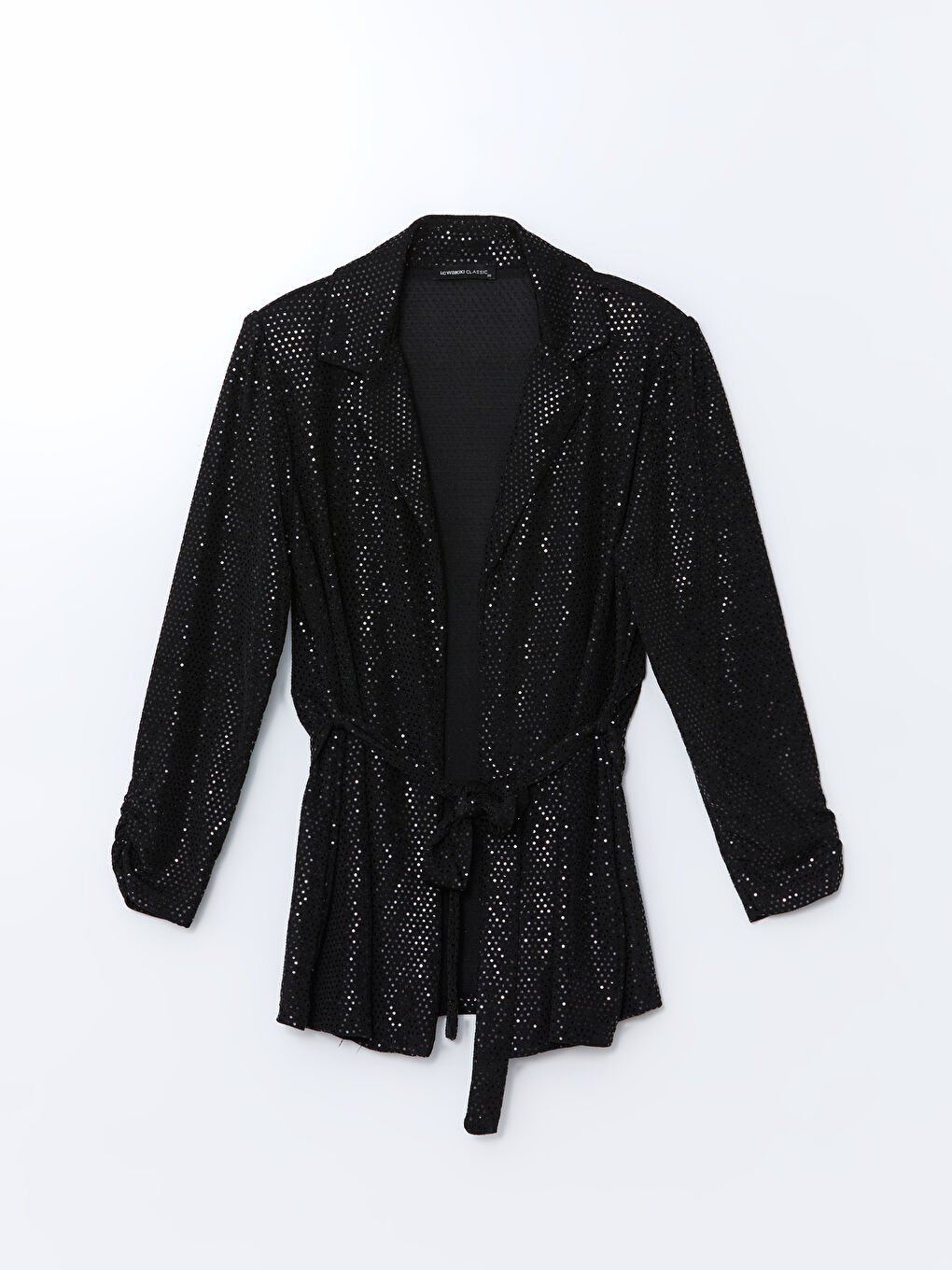 Siyah Gömlek Yaka Taşlı Kadın Ceket-4