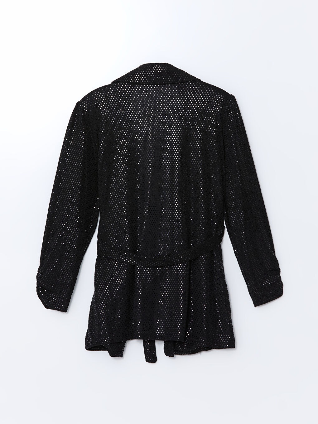 Siyah Gömlek Yaka Taşlı Kadın Ceket-5