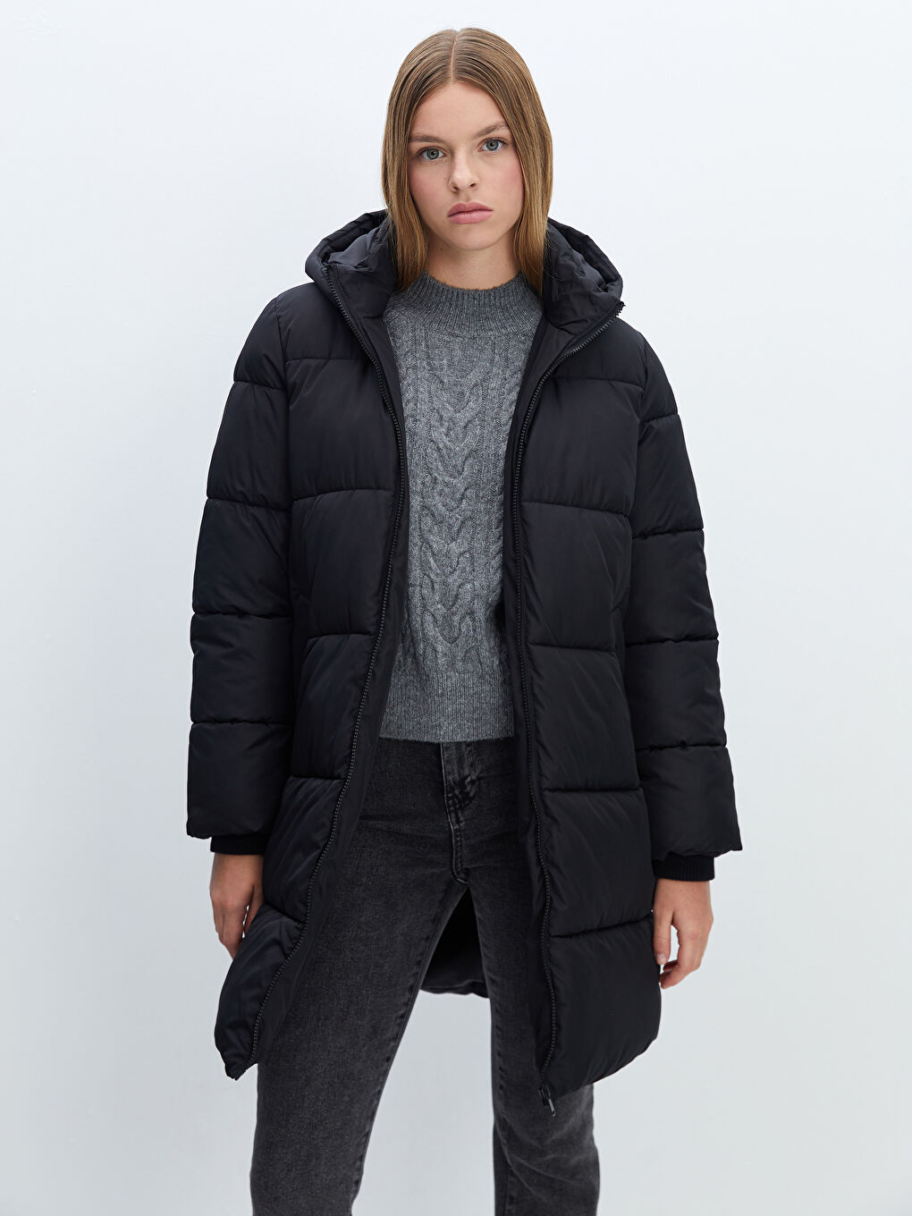 Women's Hooded Plain Puffer Coat