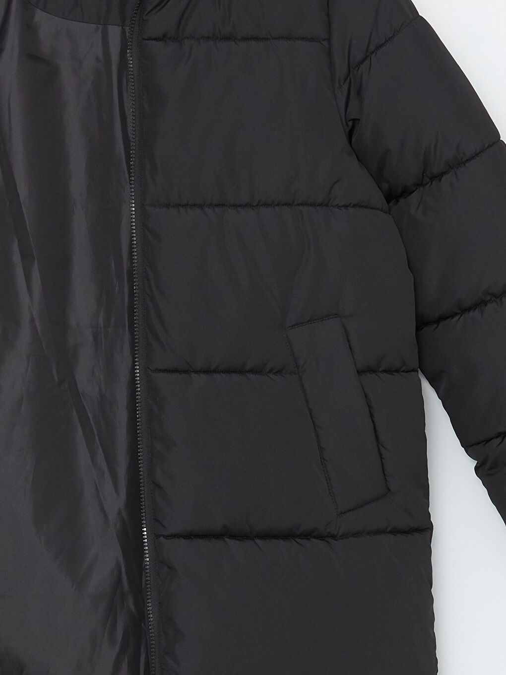 Women's Hooded Plain Puffer Coat-12