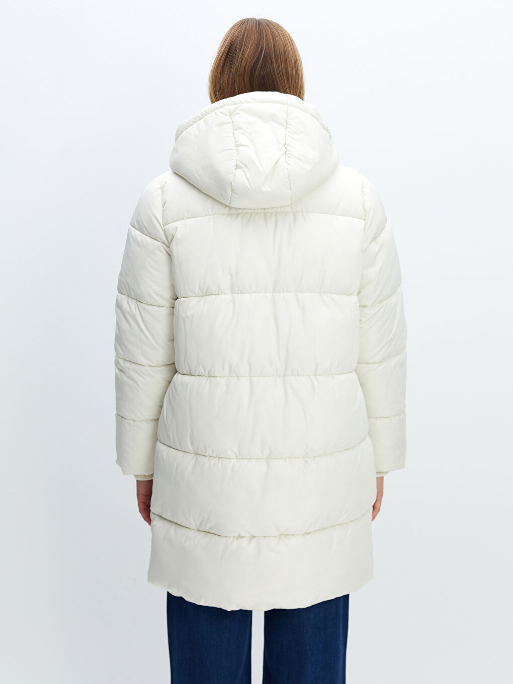 Women's Hooded Plain Puffer Coat-9