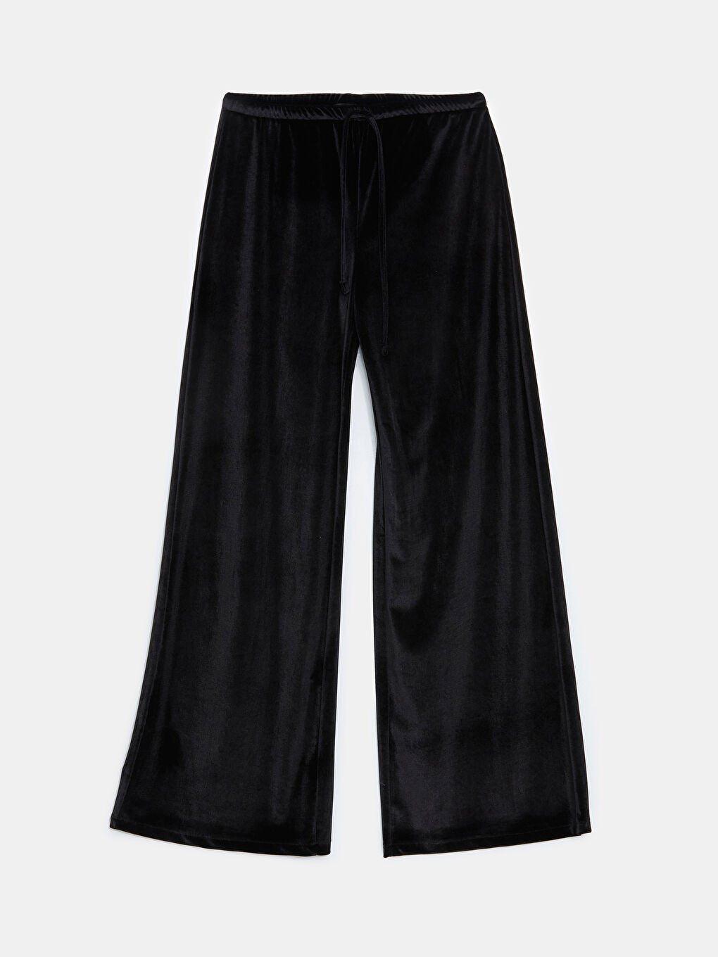 Siyah Beli Lastikli Kadife Kadın Pantolon-4