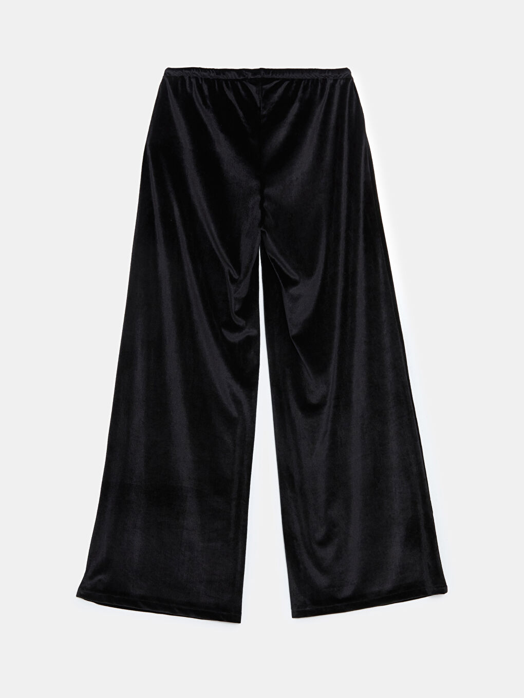 Siyah Beli Lastikli Kadife Kadın Pantolon-5