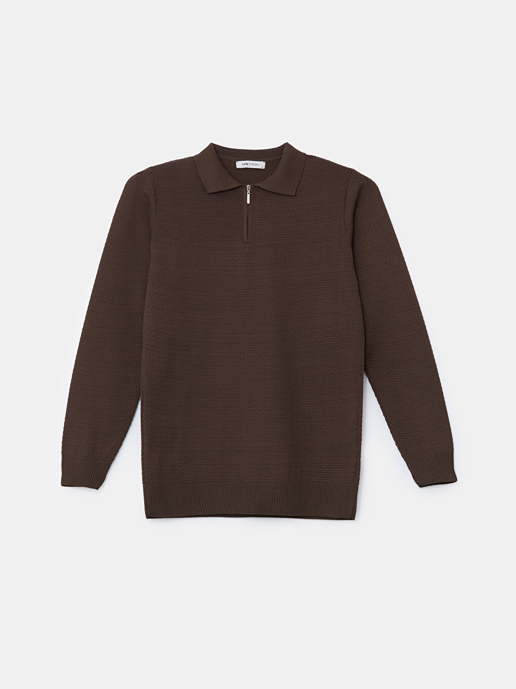 Kahverengi Polo Yaka Uzun Kollu Erkek Triko Kazak-4