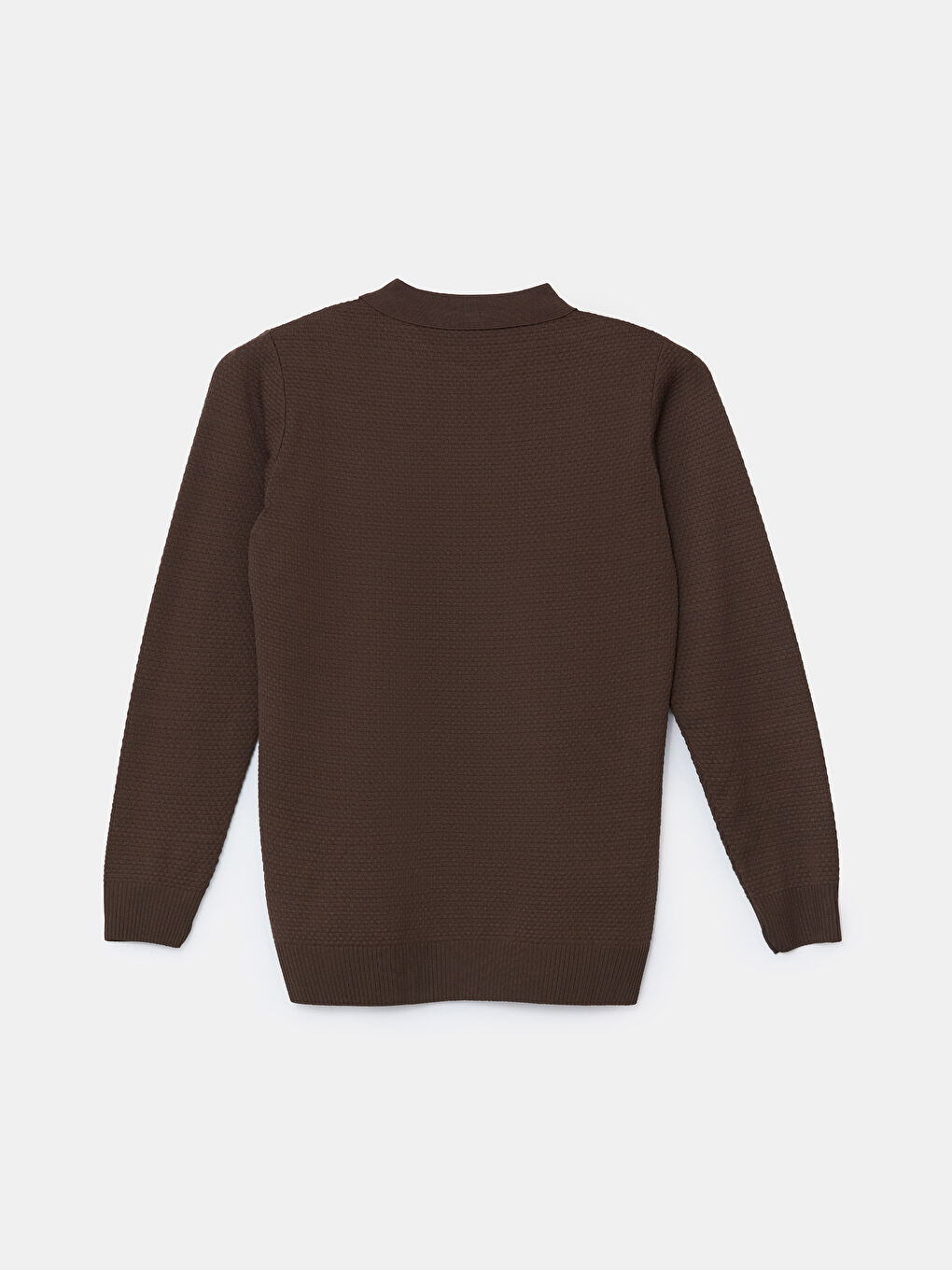 Kahverengi Polo Yaka Uzun Kollu Erkek Triko Kazak-5