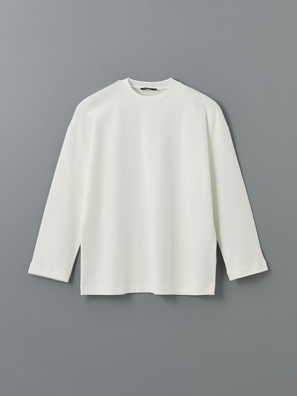 Beyaz Dik Yaka Oversize Kadın Sweatshirt Tunik-4