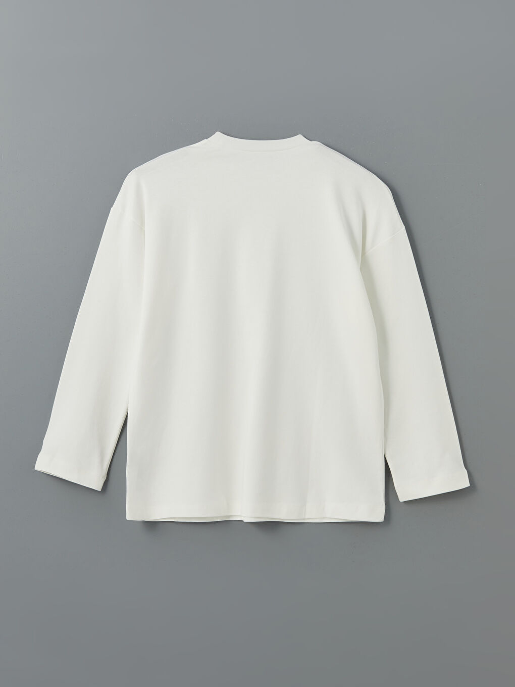 Beyaz Dik Yaka Oversize Kadın Sweatshirt Tunik-5