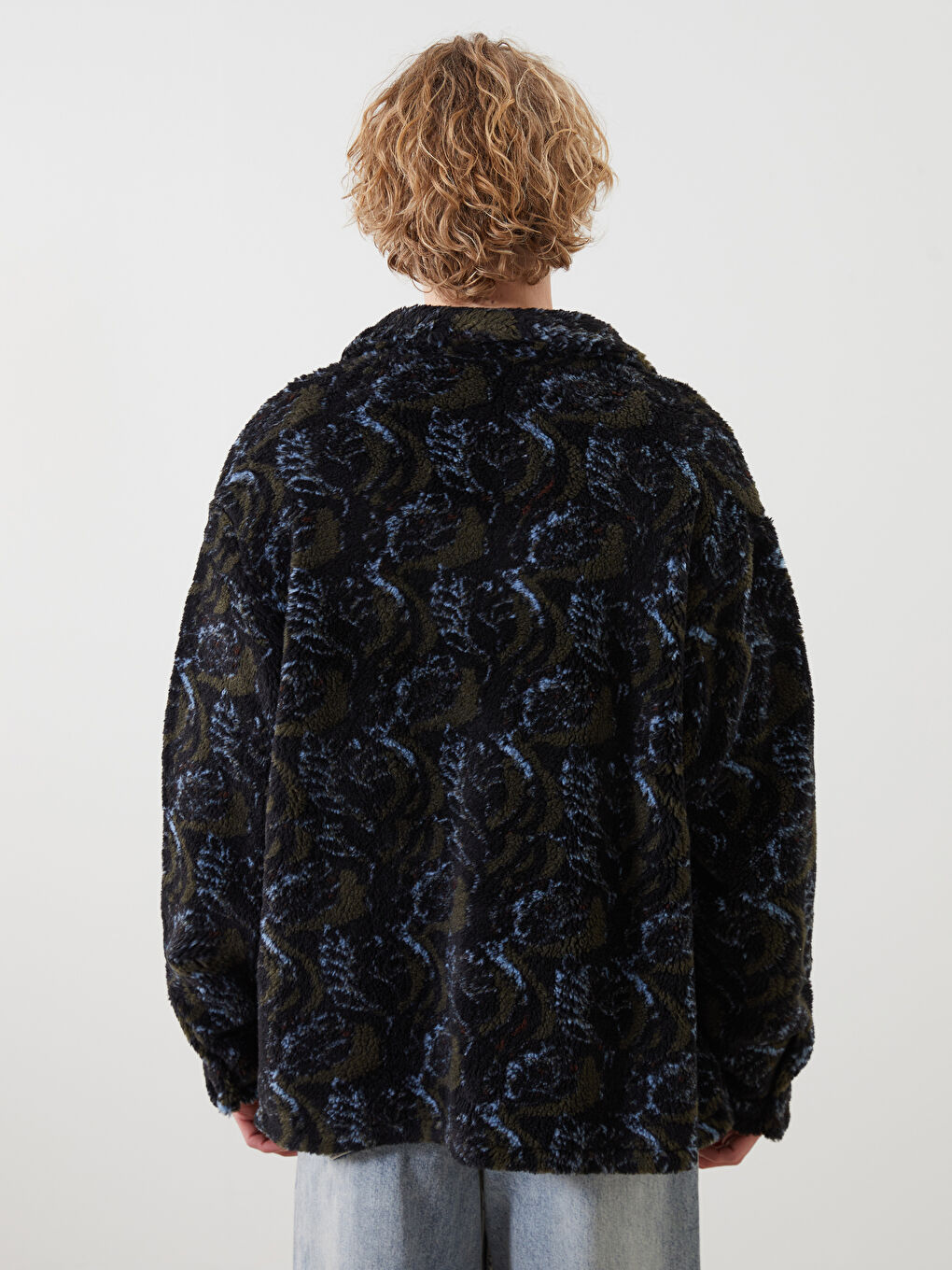 Haki Rahat Kalıp Uzun Kollu Pelüş Erkek Gömlek-3