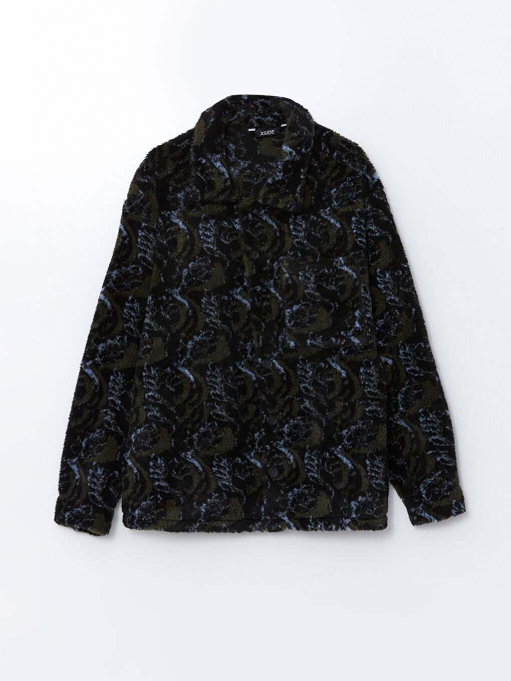 Haki Rahat Kalıp Uzun Kollu Pelüş Erkek Gömlek-4