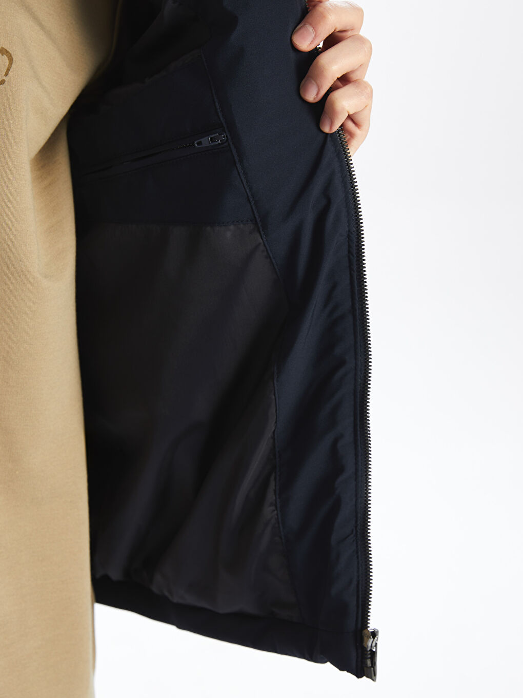 Lacivert Standart Kalıp Dik Yaka Erkek Şişme Mont-4