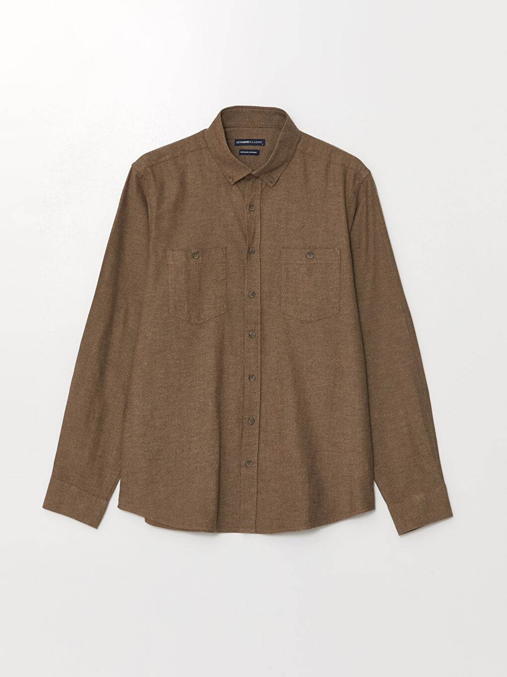 قميص رجالي بأكمام طويلة وقصة عادية من قماش الجبردين-5