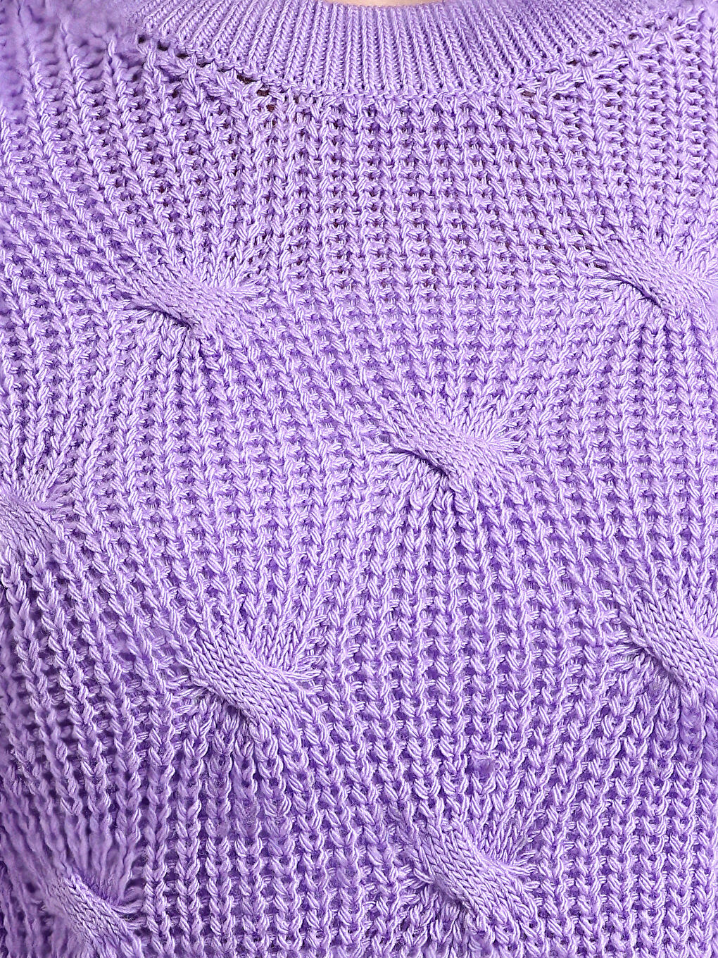 Crew Neck Self Patterned Long Sleeve Women's Knitwear Sweater-2