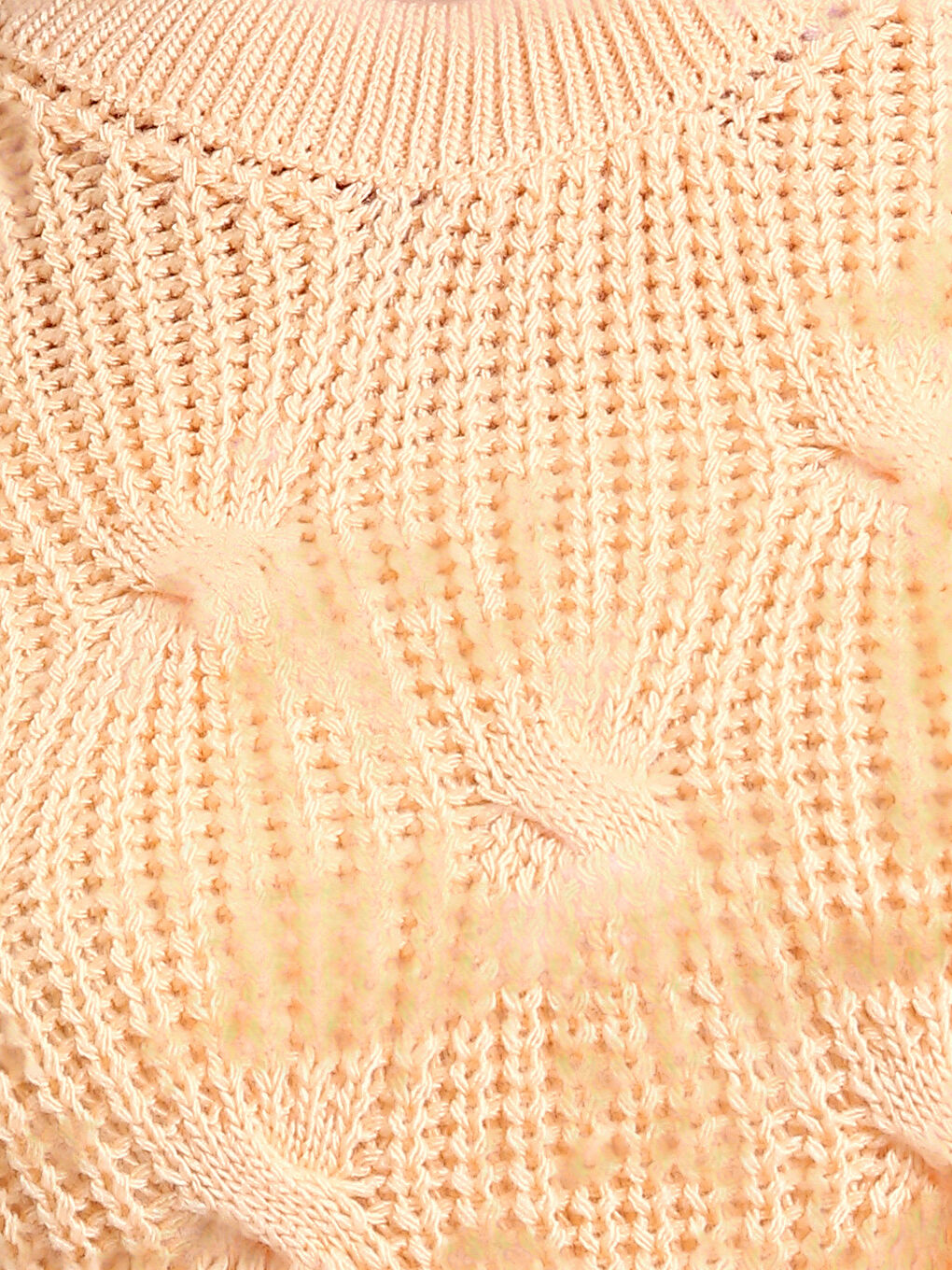 Crew Neck Self Patterned Long Sleeve Women's Knitwear Sweater-2